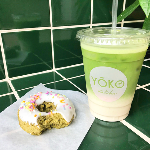 Matcha Latte and Donut