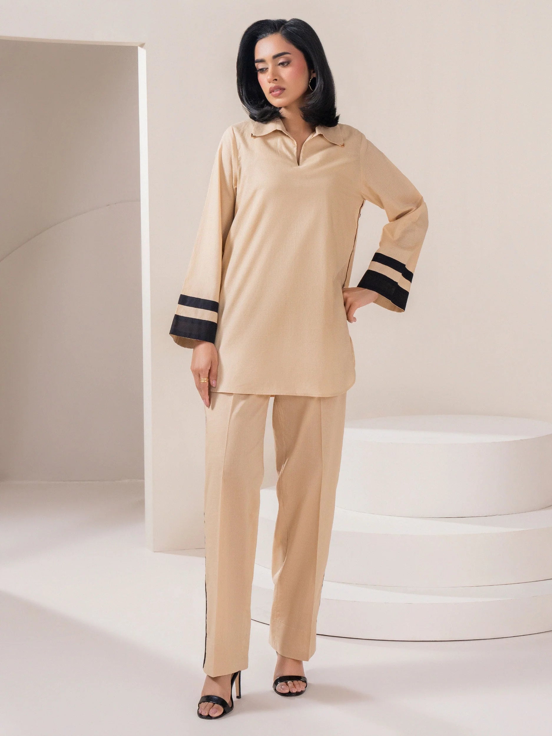 Women's Dobby Co-ord Set | Dyed Co Ord Set For Ladies - Limelight