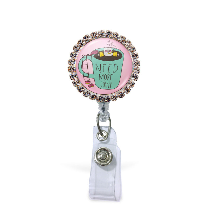 Outside the Box Coffee Pup Acrylic Badge Reel, Nursing Gifts