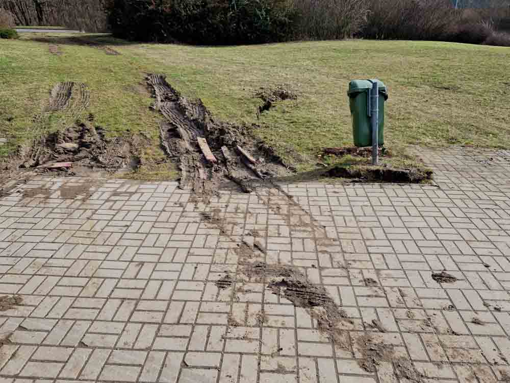 Muddy tracks from grass