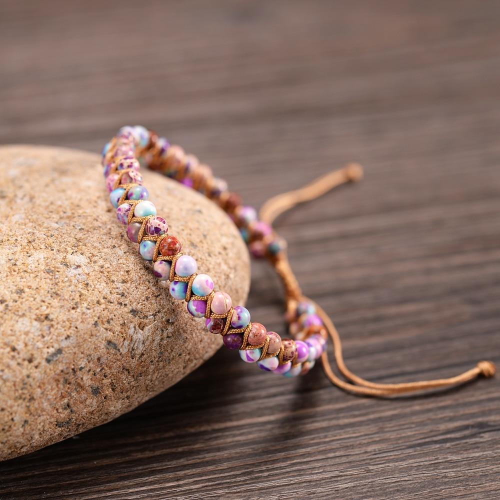 Natural Stone Charm Bracelets Handmade African Japser String Braided S –  ByMeMade