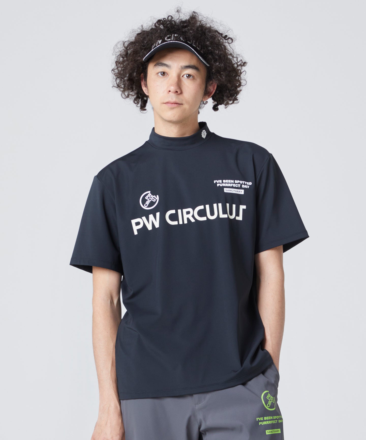 男女兼用 PW CIRCULUS バックメッシュロゴ モックネック シャツ