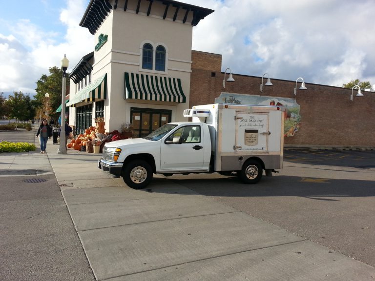 The Cookie Dough Café truck delivering product to The Fresh Market