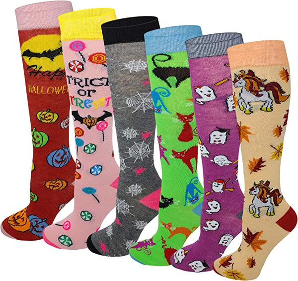 6 Pairs Children's Halloween Knee High Socks
