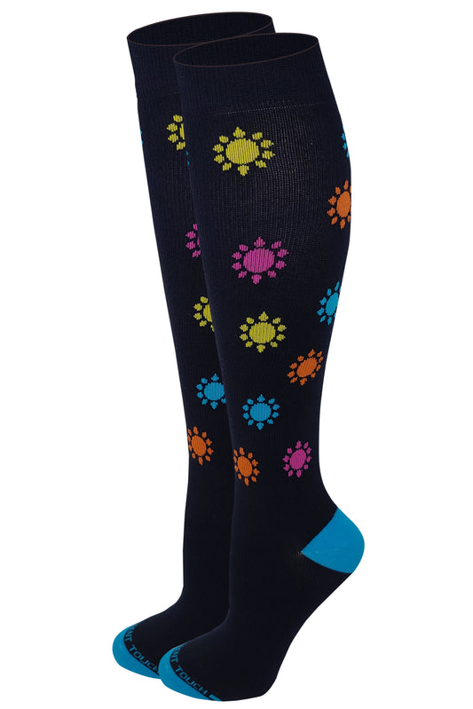 Women Pink /Blue dot Graduated Compression Knee High Socks