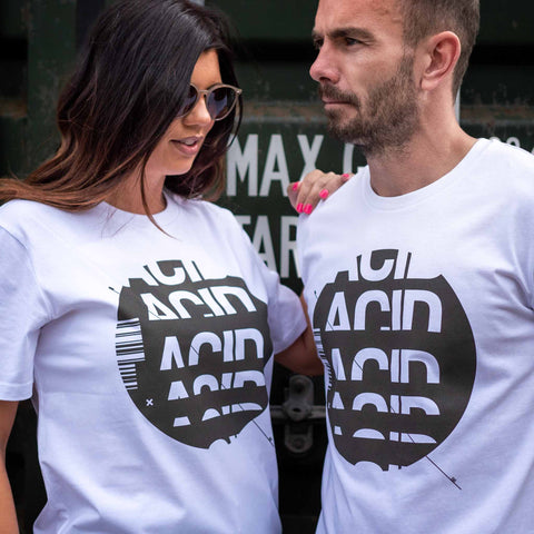Acid house t-shirt unisex design in white