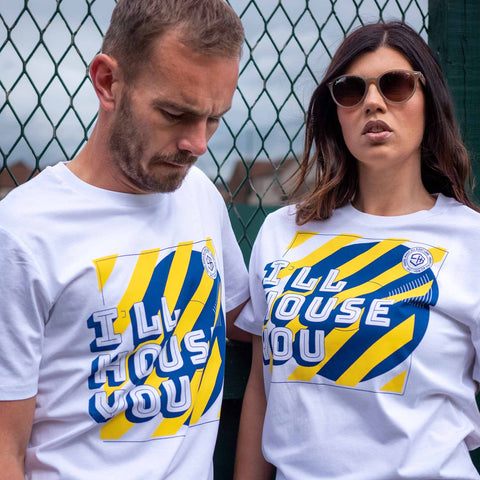 I'll house you t-shirt design yellow and navy screen print graphic