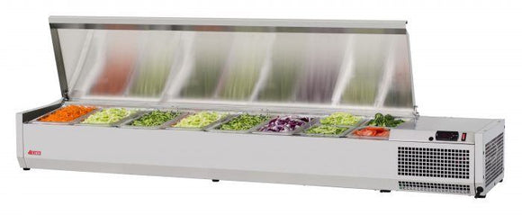 Turbo Air - CTST-1800-13-N, Commercial E-Line Countertop Salad Table, with clear hood, 70-7/8″L