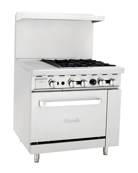 Saba GR60-GS24 - Commercial GAS Range (6 Burner) with 24 GAS Griddle, Broiler & Bottom Oven