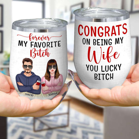 Congrats On Being My Wife, Couple Married Wine Tumbler