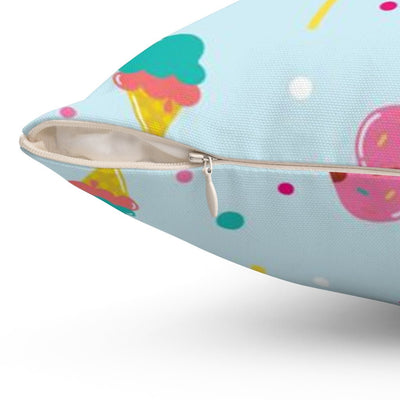 Delicious Popsicles and Ice Cream Blue Pillow Throw Cover with Insert