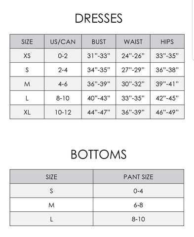 Size chart – Moda Factory