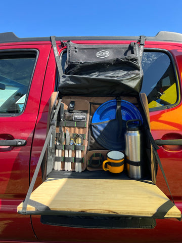 Tacoma truck tailgate table and organization