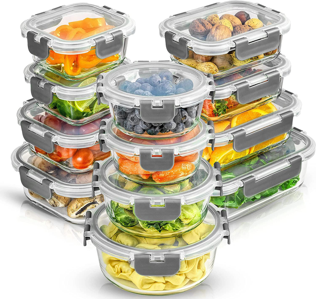 Utopia Kitchen Plastic Food Storage Container Set with Airtight Lids - Pack  of 24 (12 Containers & 12 Snap Lids)- Reusable & Leftover Lunch Boxes 