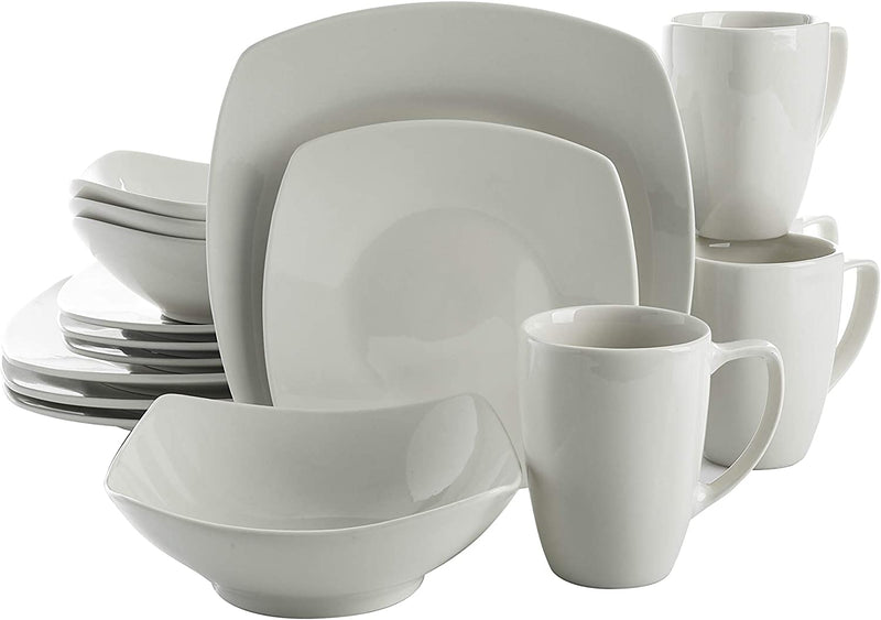 ZYAN 16 Piece Round Dinnerware Sets, Black and White Metro Stoneware Dish  Sets, Dishwasher Safe Plates and Bowls Sets for 4