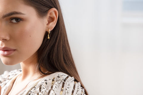 Gold vermeil plated drop earrings by Lunar James