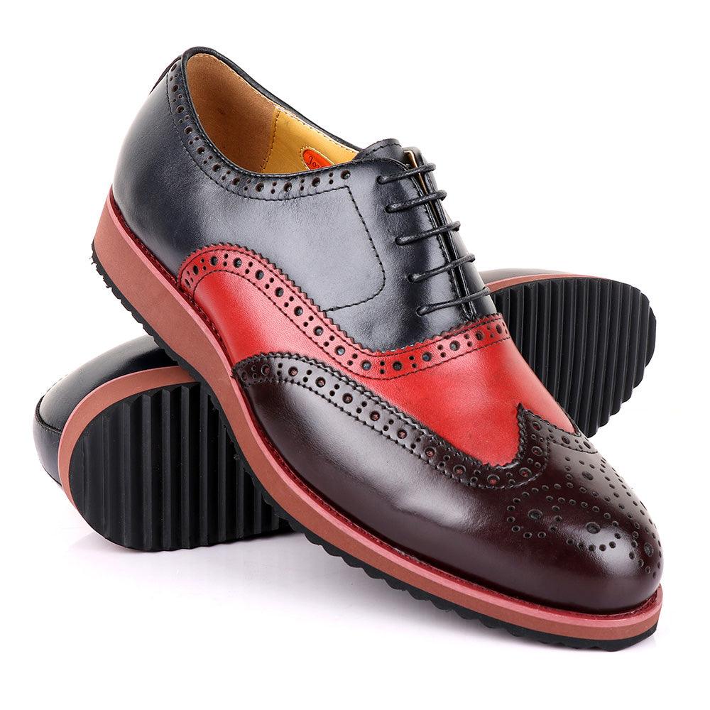 John Mendson Welted Classic Blue And Coffee/Red Shoe | Obeezi.com