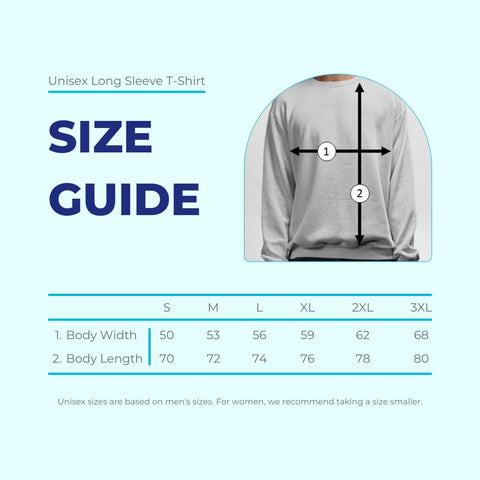 Unisex Long Sleeve T-Shirt Size Guide