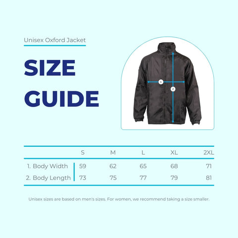 Unisex Oxford Jacket Size Guide