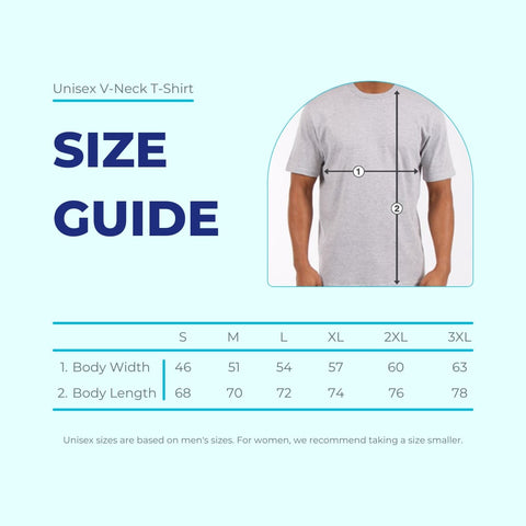 Unisex V-Neck T-Shirt Size Guide