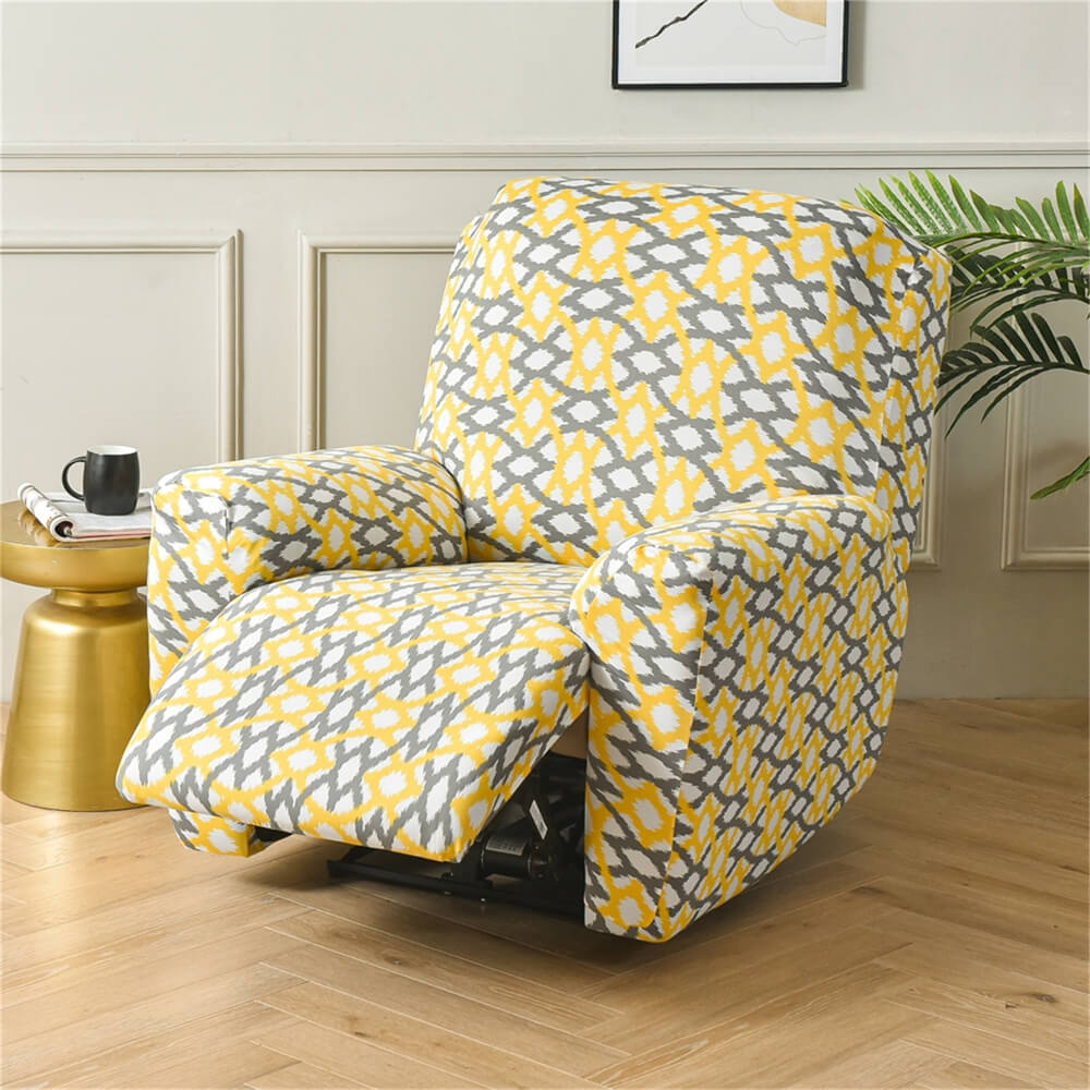 Box Cushion Recliner Slipcover Rebrilliant Fabric: Yellow Velvet, Size: 96 H x 23 W x 20 D