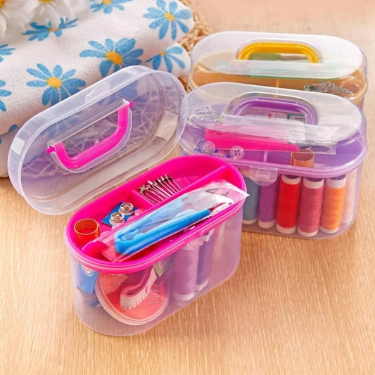 DIY Sewing Kit Set Sewing Accessories Coil Scissors Needle Sized Embroidery  Stitching Punch Needle with Storage