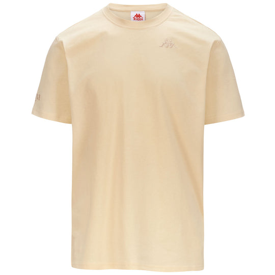 maglia maglietta T-Shirt Kappa 222 BANDA SIDONIO uomo maniche corte  Girocollo Cotone Jersey Grey Lt-Orange-Green