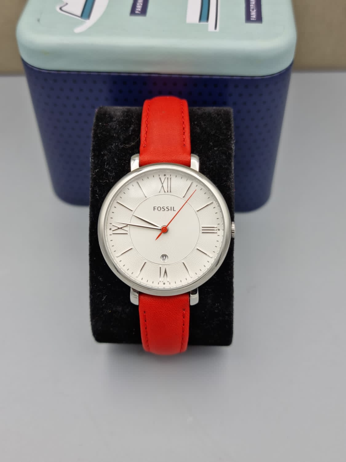 Fossil Women's ES3926 Stainless Steel Watch with Red Leather Band