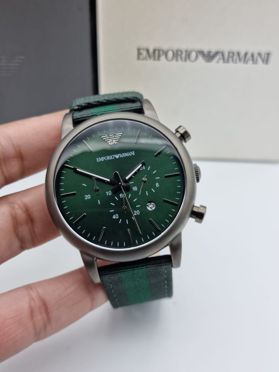 EMPORIO ARMANI Luigi Green Dial Men's Chronograph Watch AR195