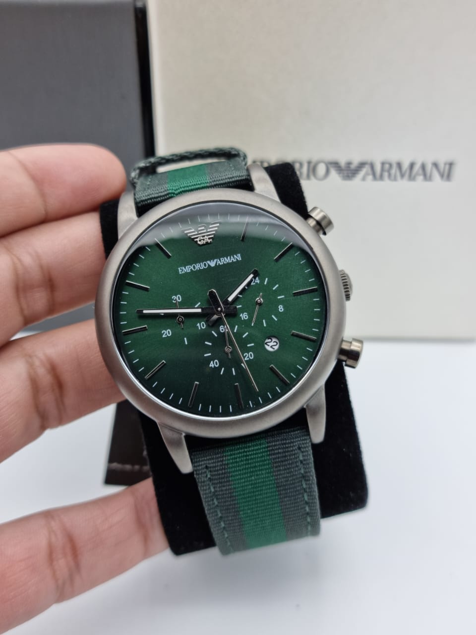 EMPORIO ARMANI Luigi Green Dial Men's Chronograph Watch AR195