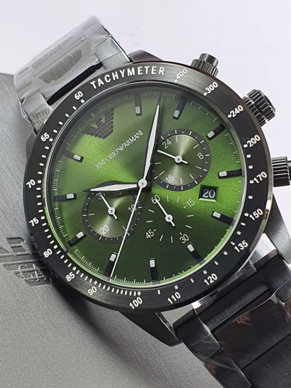 Emporio Armani Men's Chronograph Stainless Steel Green Dial 43mm Watch