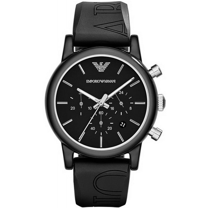 Emporio Armani Men's Quartz Silicone Strap Black Dial 41mm Watch AR105