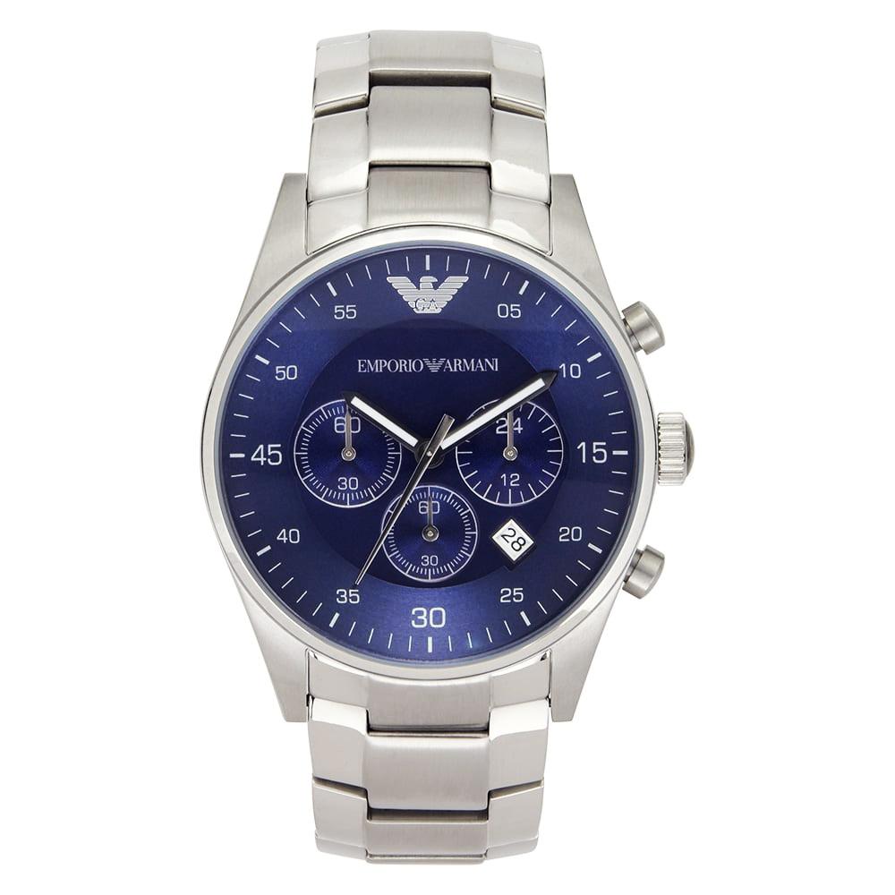 Emporio Armani Men's Quartz Stainless Steel Blue Dial 43mm Watch AR586