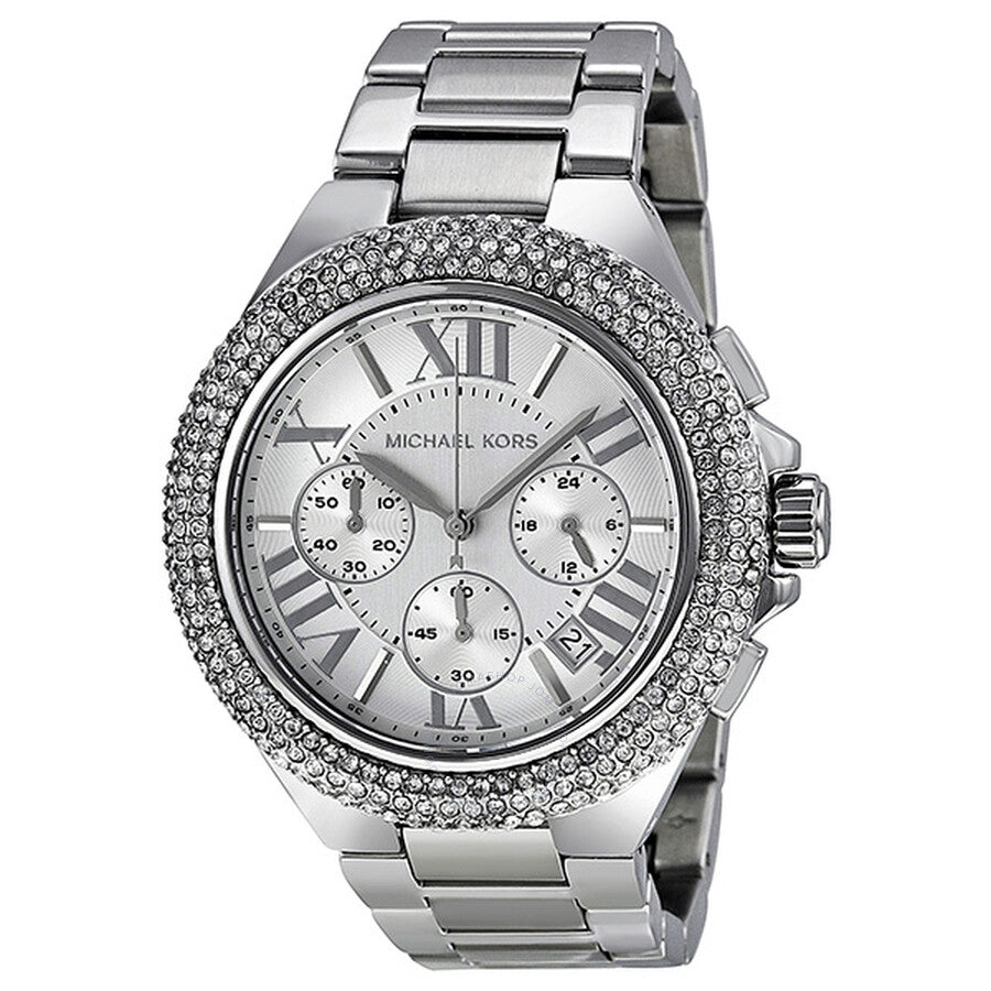 Oversized Camille Pavé Silvertone Watch  Michael Kors