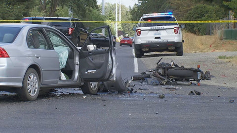 Motorcycle crash scene image from KOMO TV in Seattle, WA