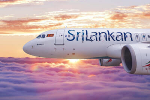 Shri Lankan Airline Jet in the Colorful Evening Sky