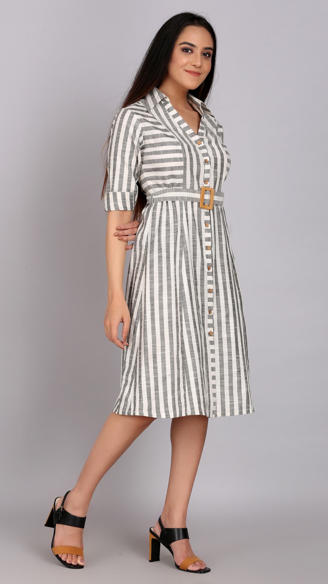 casual midi shirt dress