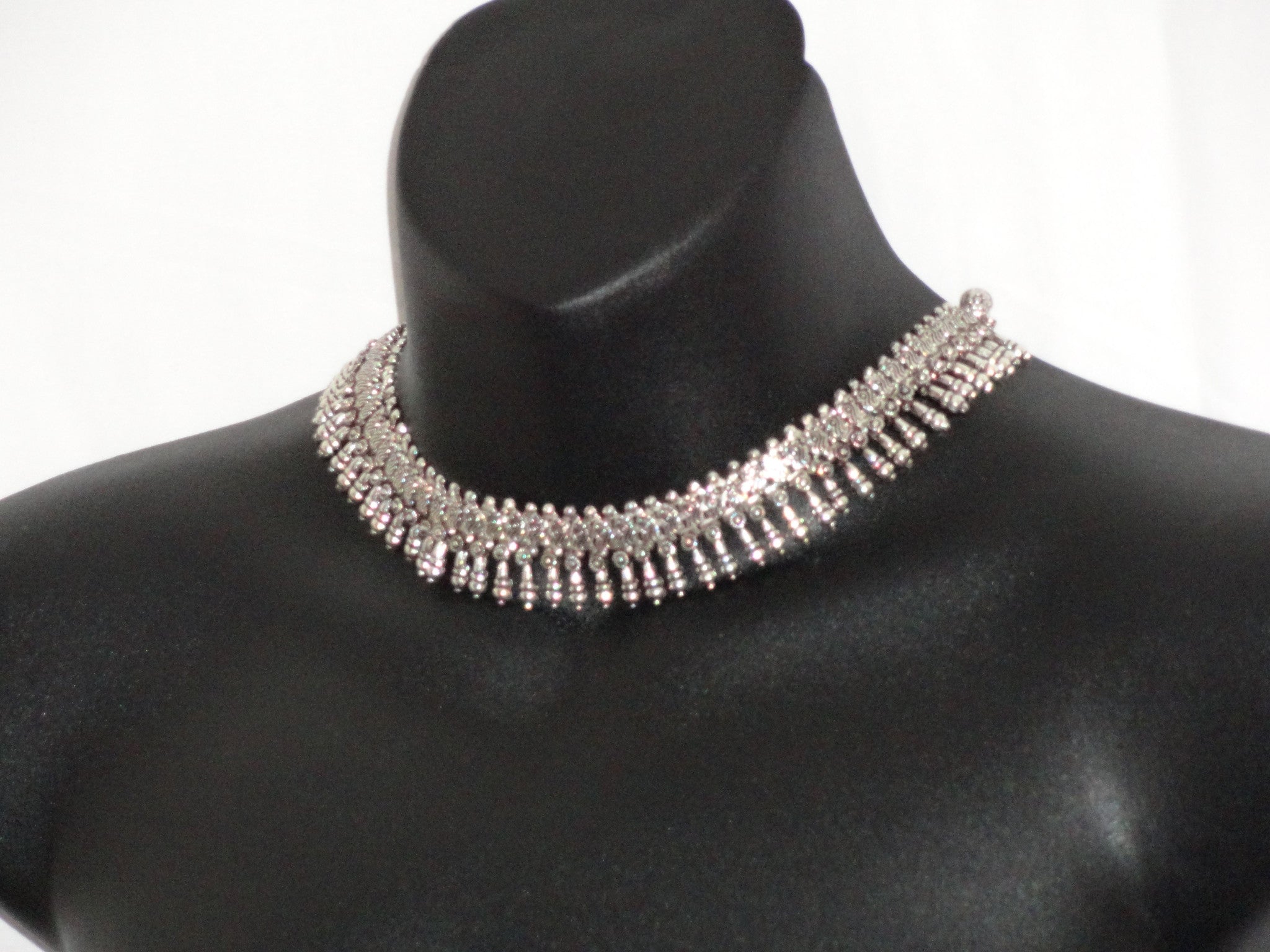 Silver finish choker statement necklace. Ethnic chain. Indian jewelry ...