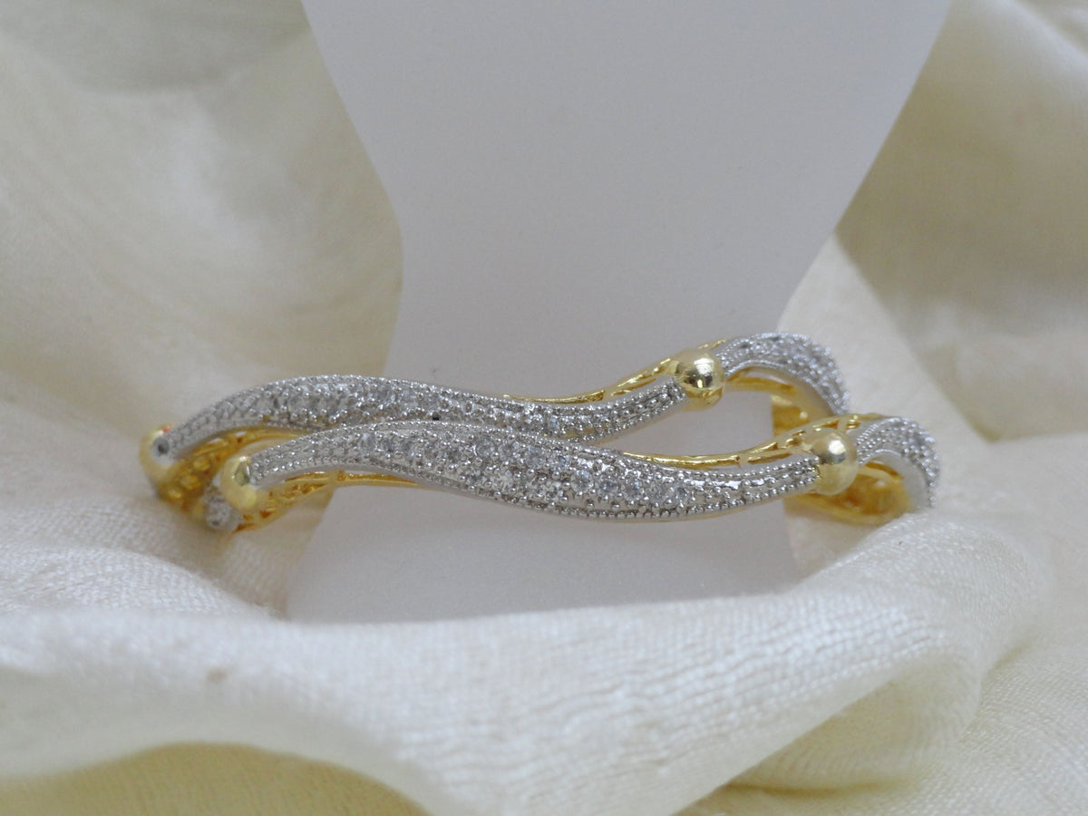 Unique white stone wavy bracelet bangles. Handmade wedding bangle brac ...