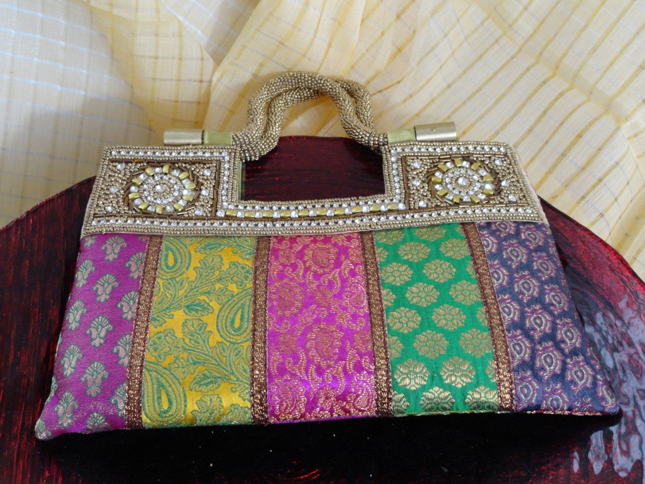 Bead handbag, clutch from India. Ethnic dress purse. Indian wedding wr – Artikrti