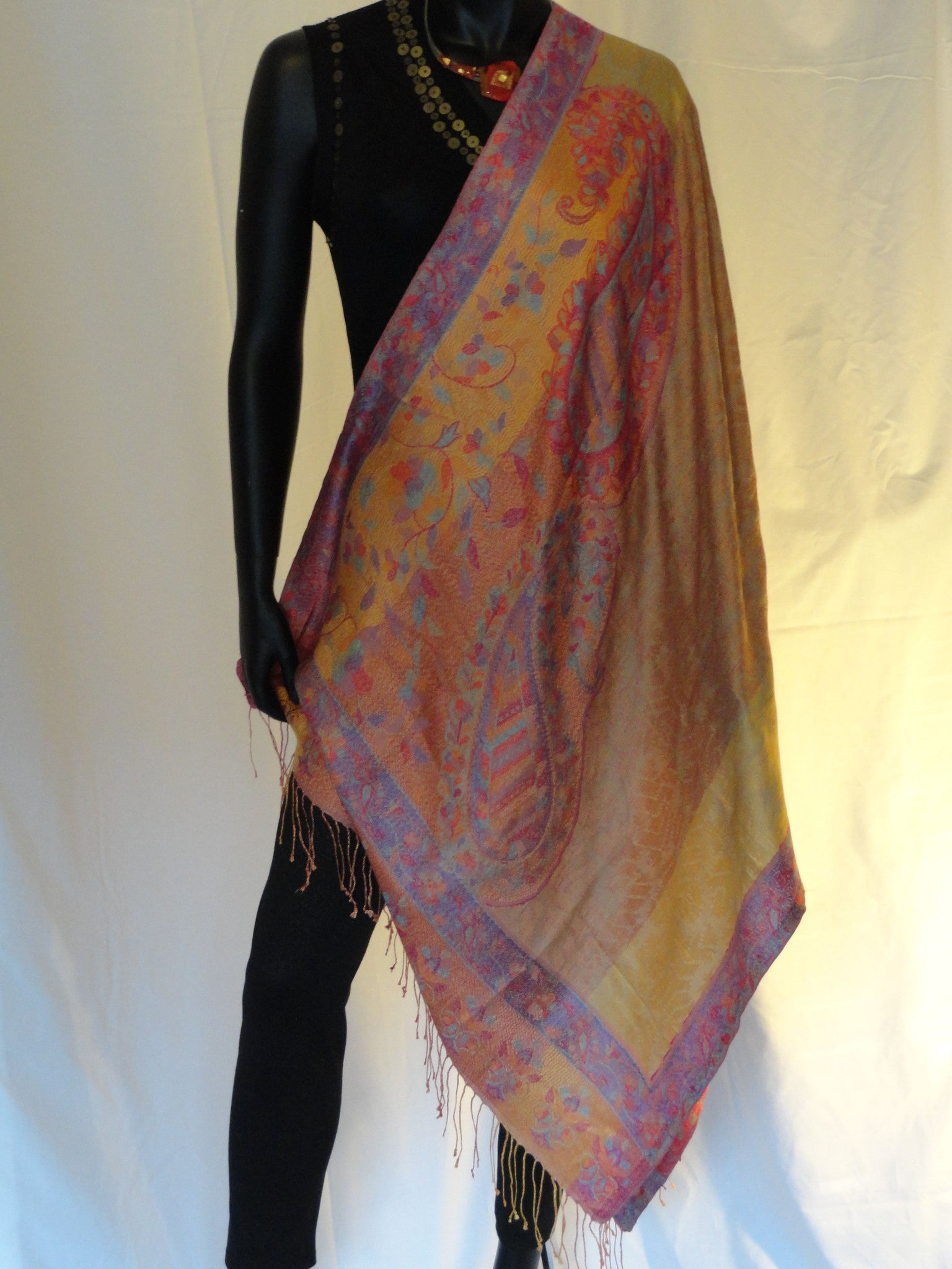 Beautiful Indian silk shawl. Ethnic scarf, Indian silk stole or wrap ...