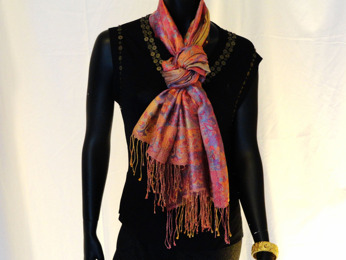 Beautiful Indian silk shawl. Ethnic scarf, Indian silk stole or wrap ...