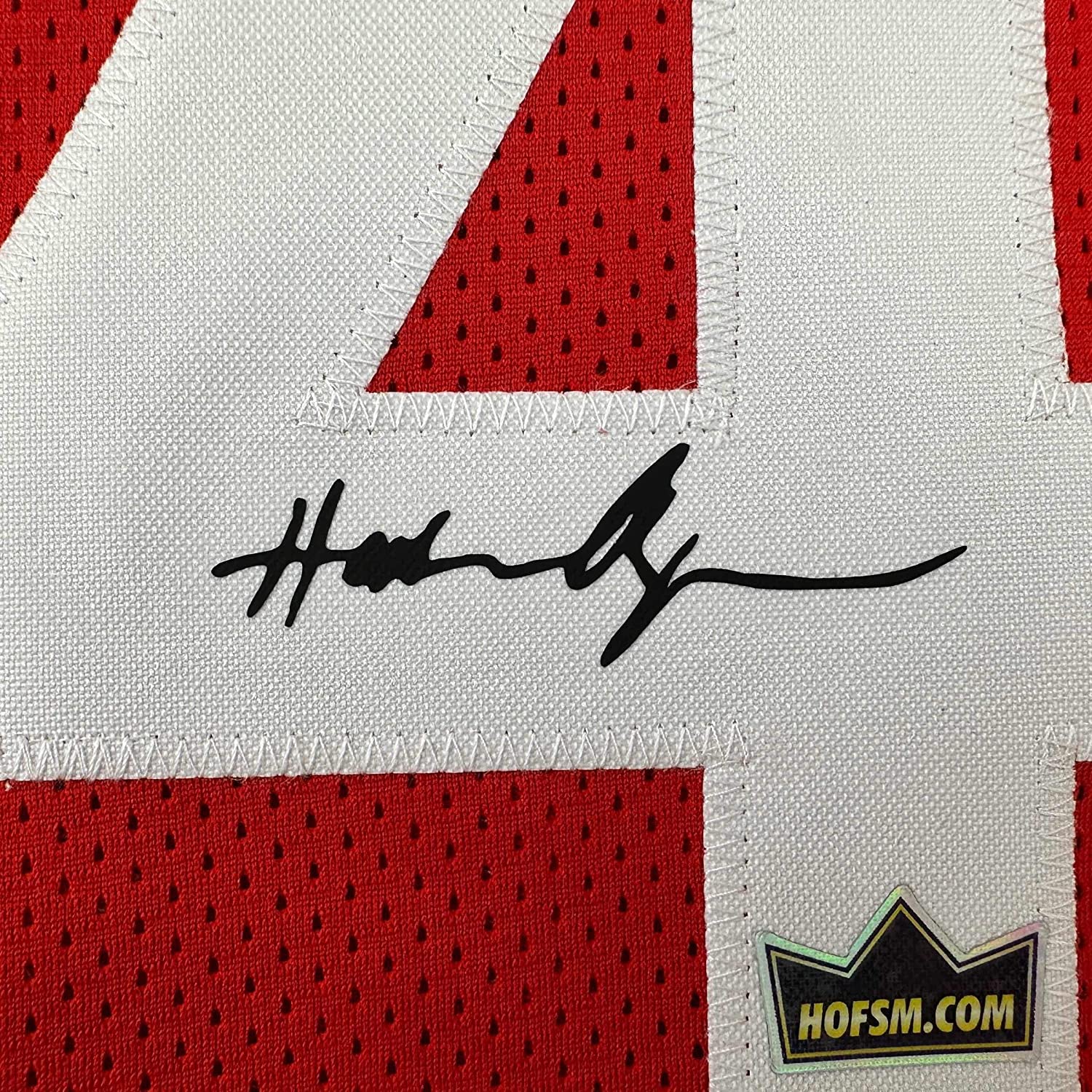 Houston Rockets Hakeem Olajuwon Autographed Framed Red Jersey JSA Stock  #209446
