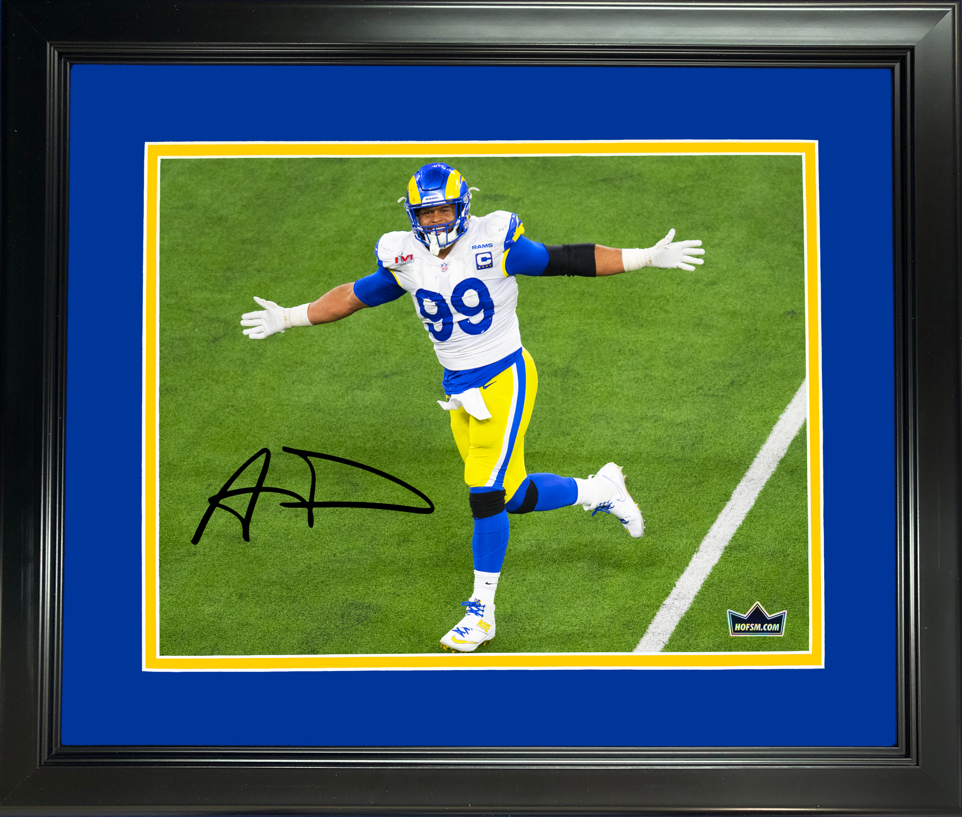 Aaron Donald Autographed & Framed White Los Angeles Rams Jersey JSA COA