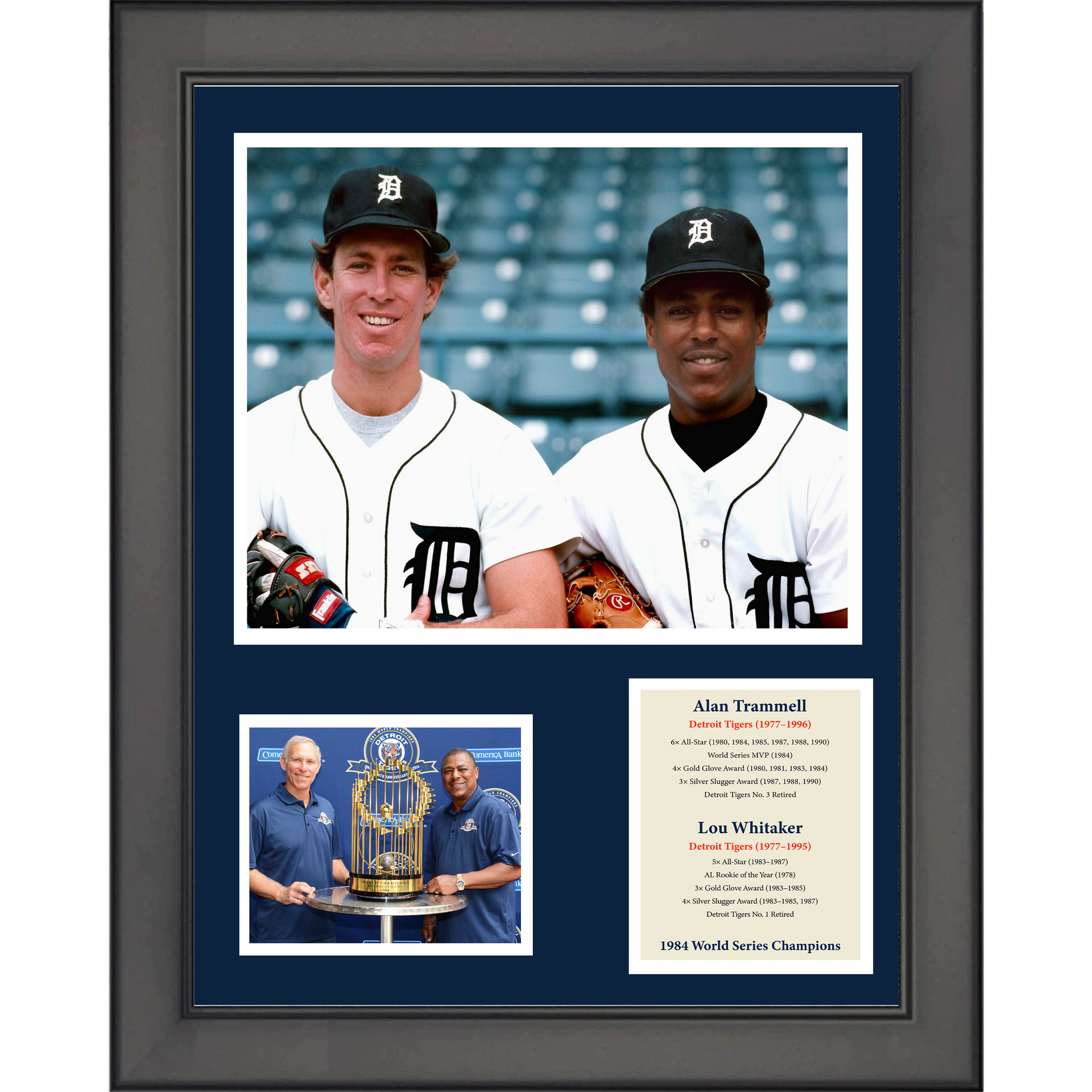 Framed Alan Trammell & Lou Whitaker Detroit Tigers Baseball 12x15