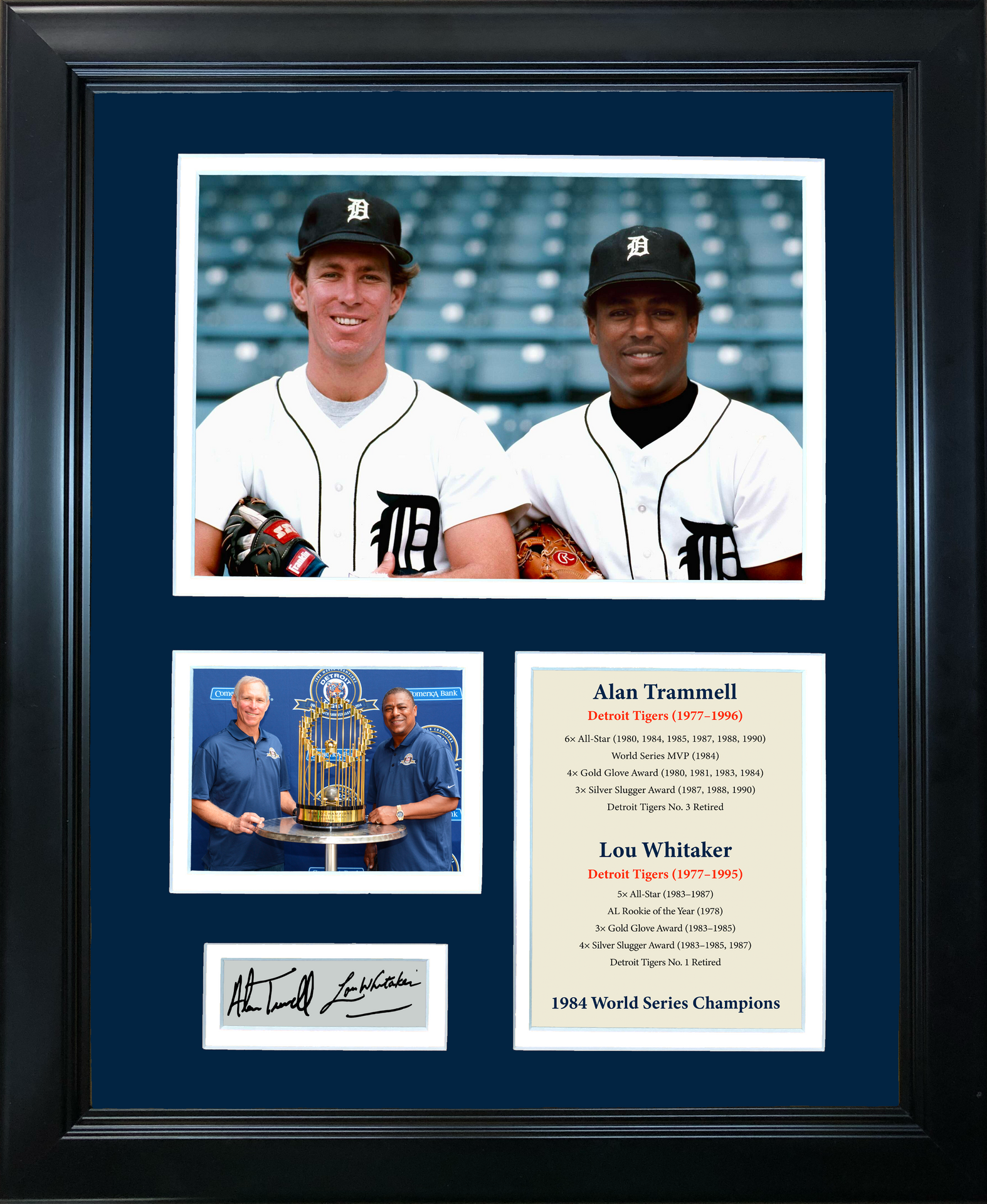 Framed Alan Trammell & Lou Whitaker Detroit Tigers Baseball 12x15