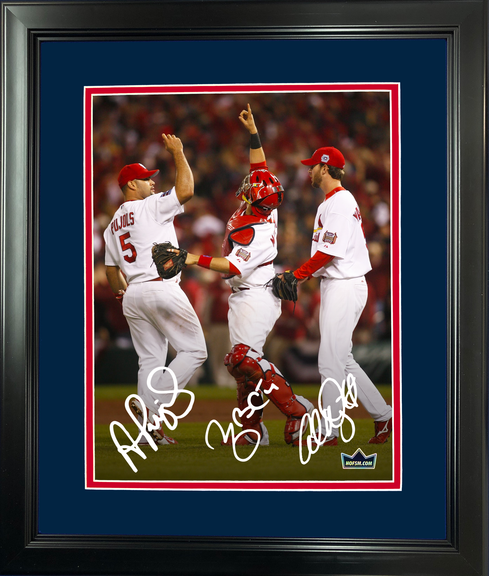 Legends Never Die, Inc. St. Louis Cardinals | The Big 3 | Molina - Wainwright - Pujols | 18x22 Framed Photo Collage