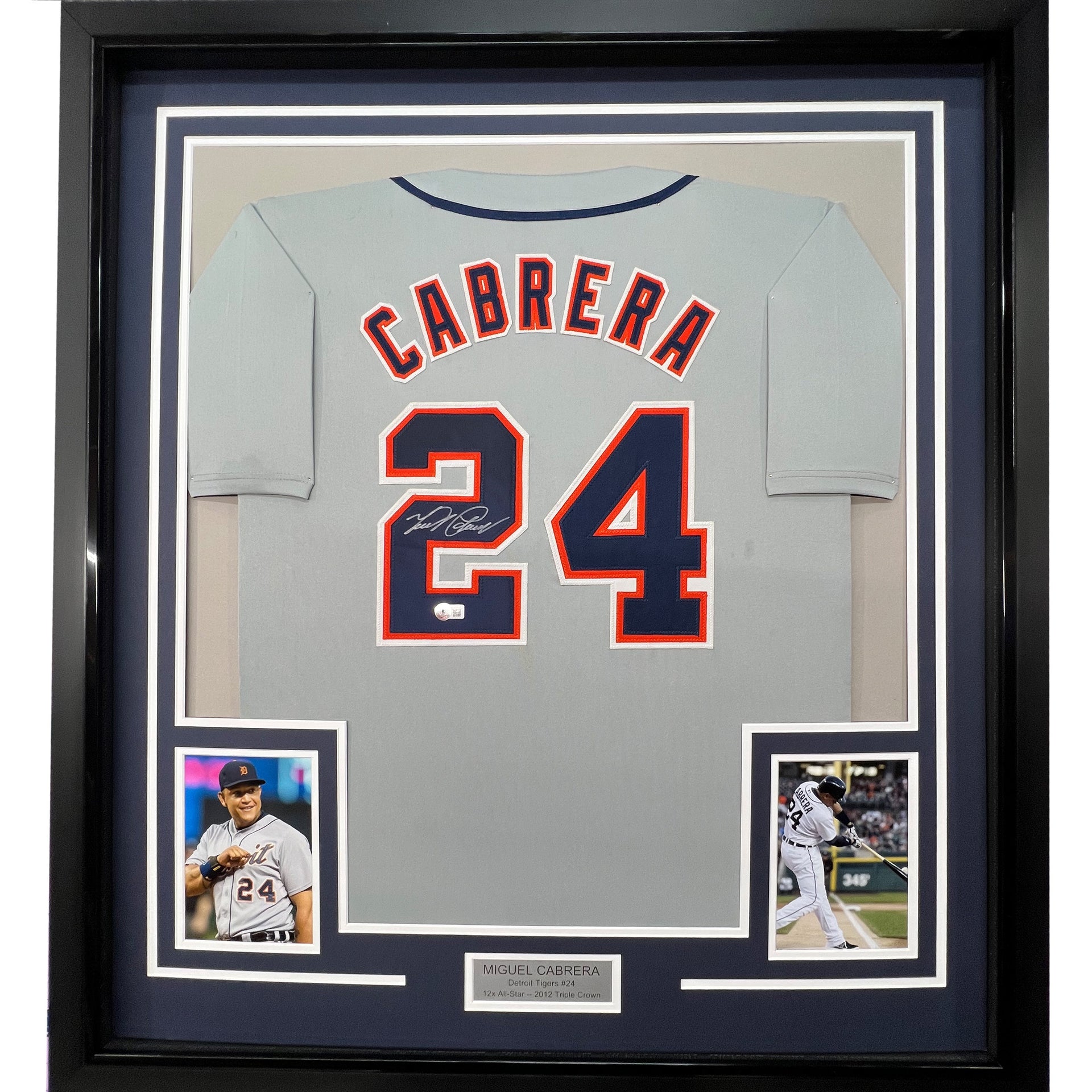 Framed Autographed/Signed Miguel Cabrera 33x42 Detroit Grey