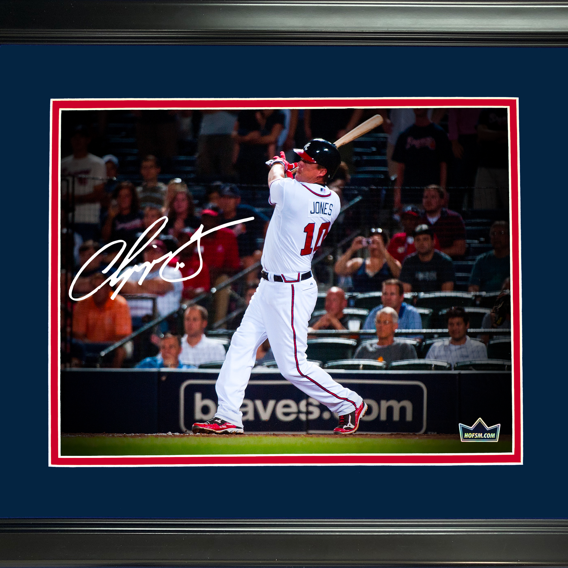 Chipper Jones Autographed and Framed White Braves Jersey