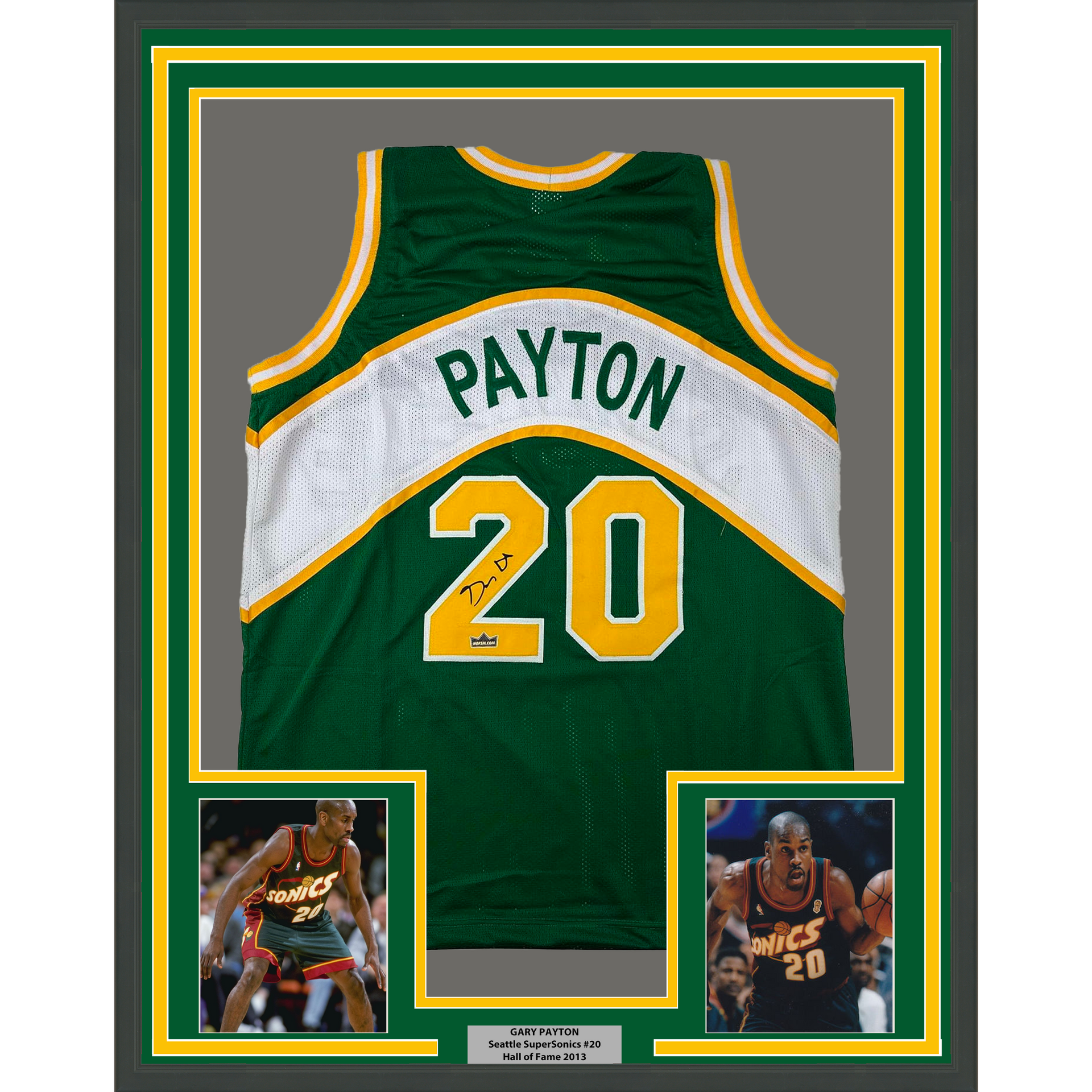 Seattle Supersonics Gary Payton Autographed Green Authentic